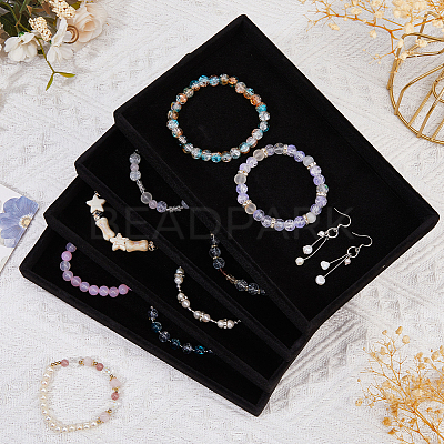 Rectangle Velvet Jewelry Display Trays for Rings ODIS-WH0113-14A-1