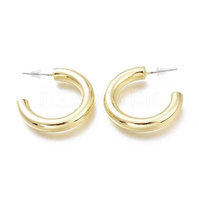 Brass Half Hoop Earrings EJEW-H104-07G-1