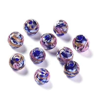 Handmade Gold Sand Lampwork Beads X-LAMP-T006-10B-1