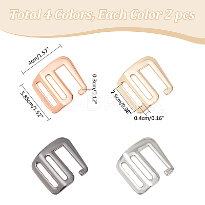 8Pcs 4 Style Alloy Slider Buckles FIND-WR0010-84-1