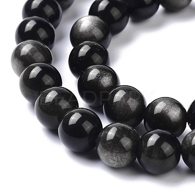 Natural Silver Obsidian Beads Strands X-G-D083-01B-1