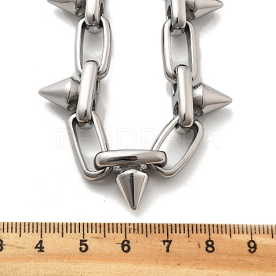 304 Stainless Steel Spike Link Chain Necklaces for Women Men NJEW-A043-02P-1