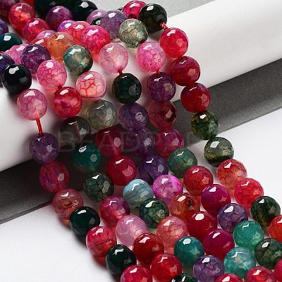 Natural Agate Round Beads Strand G-L085-8mm-01-1