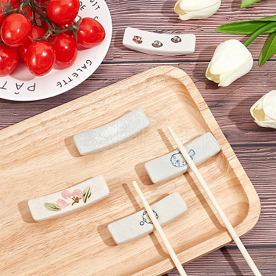 5Pcs 5 Styles Ceramic Chopsticks Stand DJEW-CP0001-38B-1