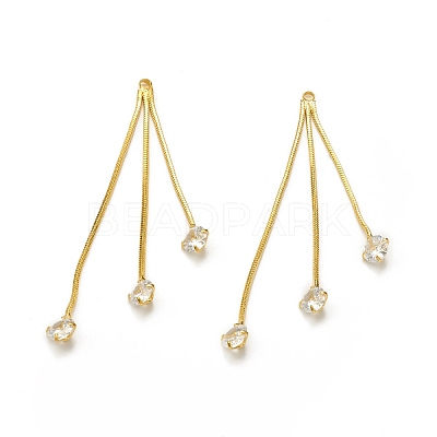 Clear Glass Tassel Pendnants KK-P228-16G-1