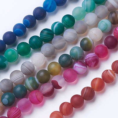 Natural Grade A Striped Agate/Banded Agate Beads Strands G-E478-10mm-1
