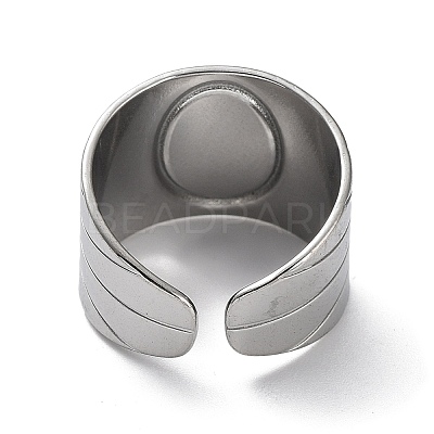 Non-Tarnish 304 Stainless Steel Open Cuff Ring Components STAS-M323-61P-1