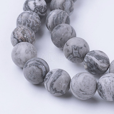 Natural Map Stone/Picasso Stone/Picasso Jasper Bead Strands G-G735-27F-10mm-1