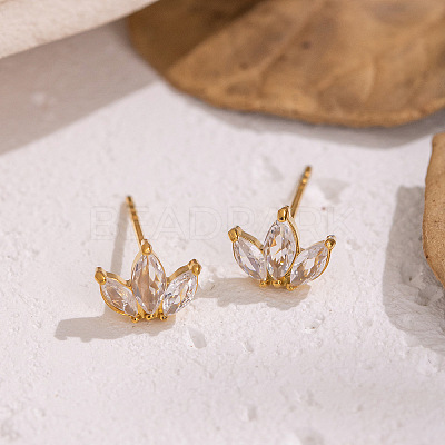 304 Stainless Steel Flower Stud Earrings X-WA7046-1