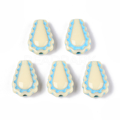 Painted Opaque Acrylic Beads OACR-T029-02O-1