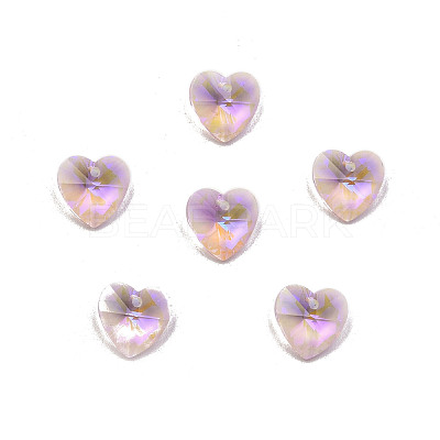 Pointed Back Electroplate Faceted Glass Pendants EGLA-N006-046-1