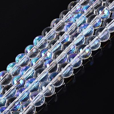 Transparent Electroplate Glass Beads Strands LS-EGLA-Q132-6MM-01A-11-1