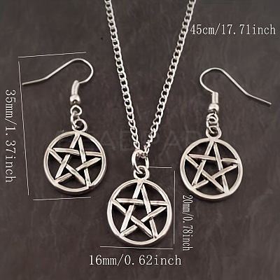 Hollow Out Star Alloy Pendant Necklaces & Dangle Earrings Sets FS-WG345ED-01-1