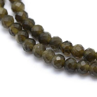 Natural Golden Sheen Obsidian Beads Strand G-E411-34-2mm-1