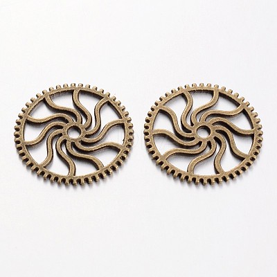 Steampunk Theme Tibetan Style Alloy Gear Cog Pendants TIBEB-19598-AB-NR-1