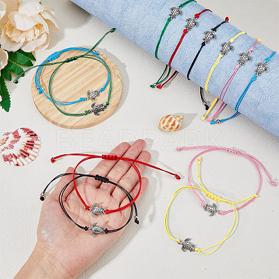 12Pcs 2 Colors Tortoise Alloy Link Bracelets Set BJEW-FI0001-40-1