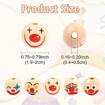 20Pcs Printed Wood European Beads WOOD-YW0001-55A-1