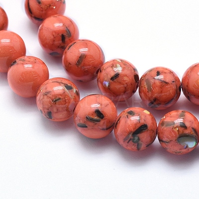 Sea Shell and Synthetic Turquoise Assembled Beads Strands G-G758-12-6mm-1
