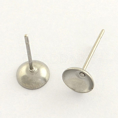 Tarnish Resistant 304 Stainless Steel Post Stud Earring Findings STAS-R063-48-1