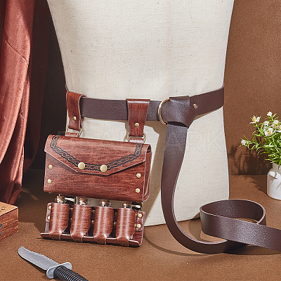 PU Imitation Leather Waist Belt Bag with 4 Cork Glass Bottles AJEW-WH0678-31B-1