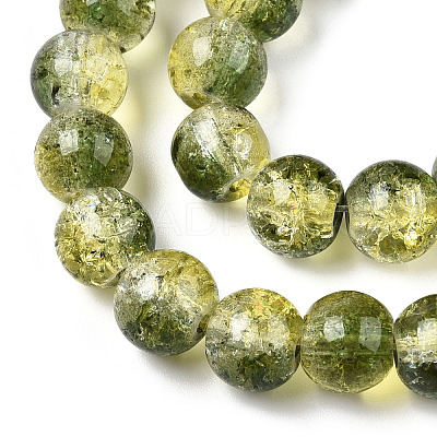 Two-Tone Crackle Baking Paint Transparent Glass Beads Strands X-CCG-T004-8mm-01-1