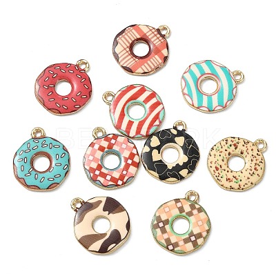 50Pcs 10 Colors Printed Alloy Pendants ENAM-CJ0006-81-1