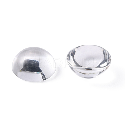Transparent Half Round Glass Cabochons GGLA-R027-12mm-1