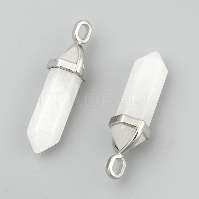 Natural White Jade Double Terminated Pointed Pendants G-F295-04H-1