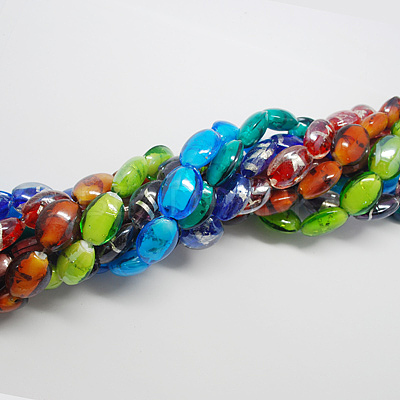 Handmade Silver Foil Glass Beads FOIL-R062-M-1