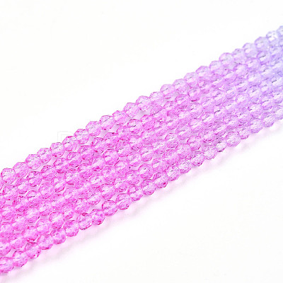 Transparent Gradient Color Glass Beads Strands GLAA-H021-01A-21-1
