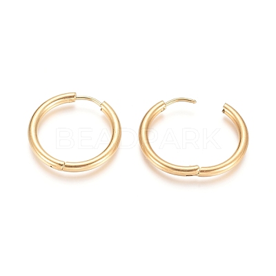 Ion Plating(IP) 304 Stainless Steel Huggie Hoop Earrings EJEW-F111B-23mm-G-1