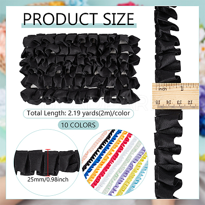 20M 10 Colors Stain Pleated Lace Ribbon OCOR-BC0007-42-1