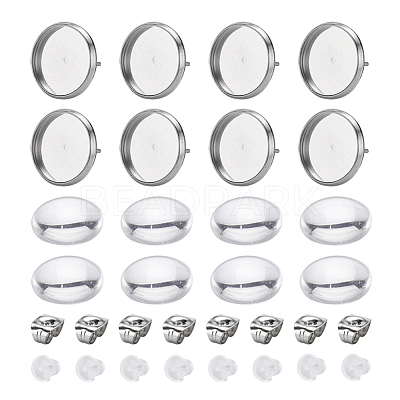 DIY 50Pairs Flat Round Earring Making Kits DIY-YW0001-90P-1
