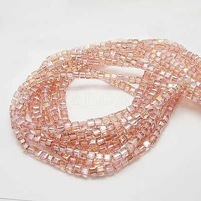 Electroplate Glass Beads Strands EGLA-D018-8x8mm-69-1