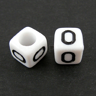 Letter Acrylic European Large Hole Beads OPDL-R050-10mm-O-1
