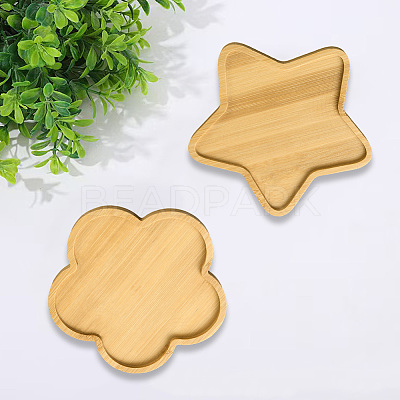 2Pcs 2 Styles Bamboo Saucer for Succulent Planter Pots AJEW-GF0011-43-1