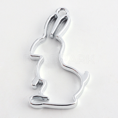 Rack Plating Alloy Rabbit Bunny Open Back Bezel Pendants X-PALLOY-S047-41D-FF-1