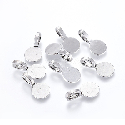 Tibetan Style Alloy Glue On Flat Pad Pendant Bails TIBEP-1124-AS-LF-1