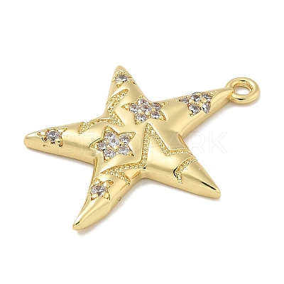 Rack Plating Brass Micro Pave Cubic Zirconia Pendants X-KK-L224-015G-1