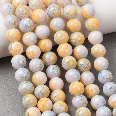 Baking Paint Glass Beads Strands DGLA-N003-8mm-C01-1
