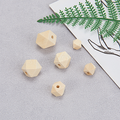 Faceted Unfinished Wood Beads WOOD-CJ0001-07-1