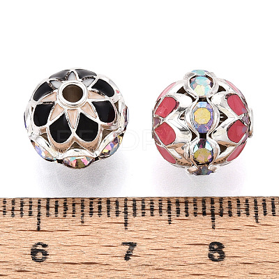 Round Brass Enamel Beads KK-Q080-01A-S-1