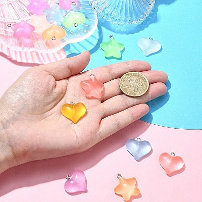15Pcs 15 Styles Luminous Transparent Resin Pendants RESI-YW0001-79-1