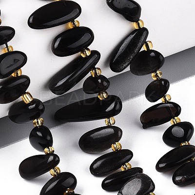 Natural Silver Sheen Obsidian Beads Strands G-Z091-A38-1