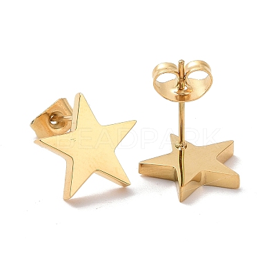 Ion Plating(IP) 304 Stainless Steel Star Stud Earrings for Women X-STAS-I693-01G-1