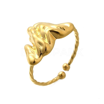 304 Stainless Steel Open Cuff Ring for Women RJEW-B109-01G-03-1