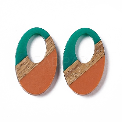 Opaque Resin & Walnut Wood Pendants RESI-M027-02B-1