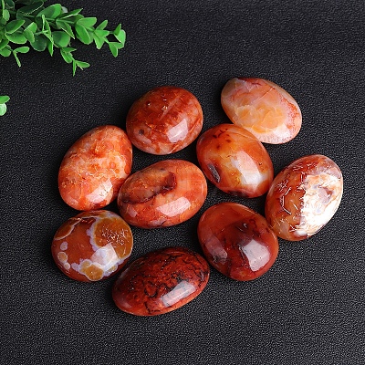 Natural Red Agate Oval Palm Stone Reiki Polished Healing Pocket Worry Stone PW-WG0D36A-01-1