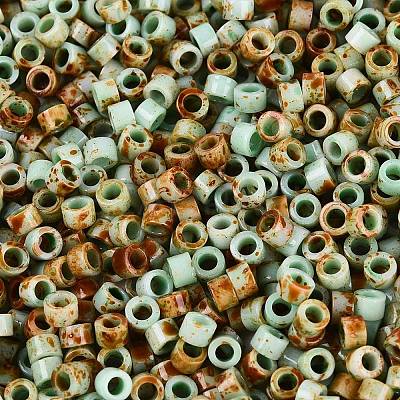 Opaque Picasso Cylinder Glass Beads SEED-Q039-06A-21-1