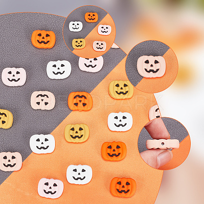 20Pcs 5 Colors Pumpkin Jack-O'-Lantern Halloween Food Grade Eco-Friendly Silicone Beads SIL-AR0001-10-1